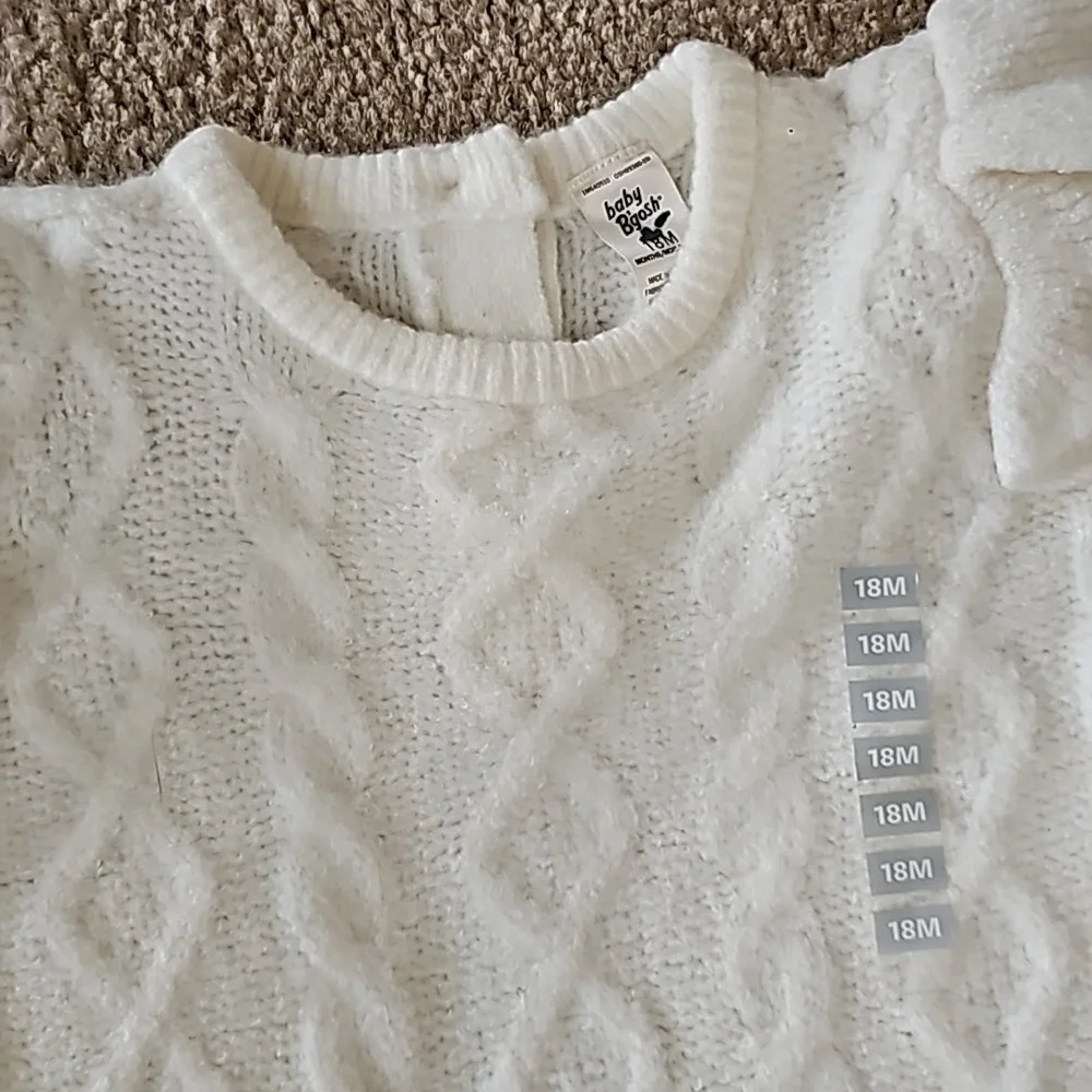 Oshkosh B'gosh Ivory Cable Knit One Piece Sweater 18 Months NEW